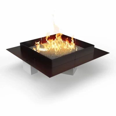 Mico 800 Automatic outdoor gas fireplace in black with remote control functionality.
