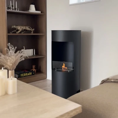 Montgomery Black Open Bioethanol Wood-stove by ScandiFlames, a stylish and modern heating solution with a sleek black design.
