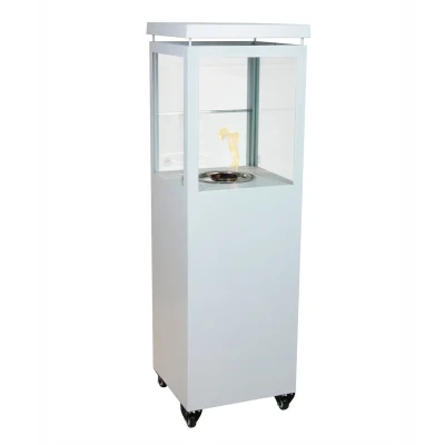 Muztag Premium Fire Paris - White bioethanol fireplace, a stylish floor-standing outdoor heating solution.