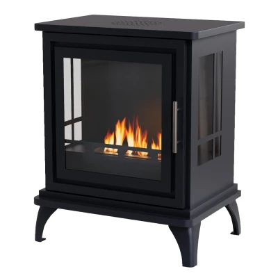 Nashville Black Freestanding Bioethanol Stove by ScandiFlames - sleek, eco-friendly heating solution with manual control.