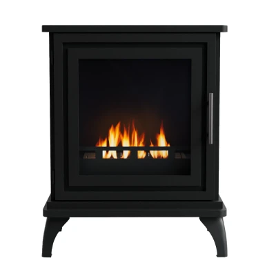 Nashville Black Freestanding Bioethanol Stove by ScandiFlames - sleek, eco-friendly heating solution with manual control.