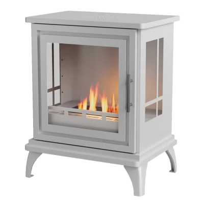 Nashville White Freestanding Bioethanol Stove by ScandiFlames, a modern and eco-friendly heating solution with a sleek white fin