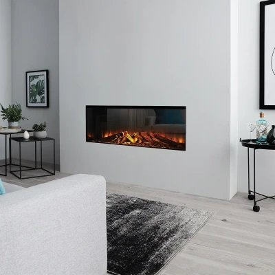 New Forest 1200 Electric Fireplace Insert by British Fires, featuring a multi-sided design and remote control operation.