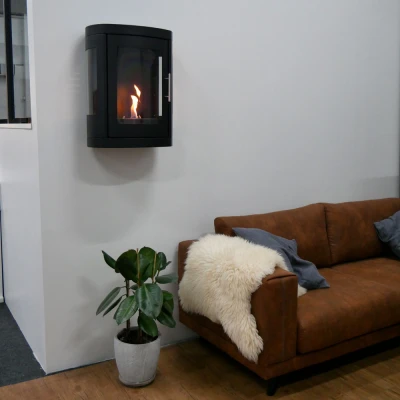 Oregon Wall-mounted Bioethanol Stove - ScandiFlames | Buy Now Oregon Wall-mounted Bioethanol Stove by ScandiFlames in black, featuring a sleek design with a 1-litre fuel capacity and manual