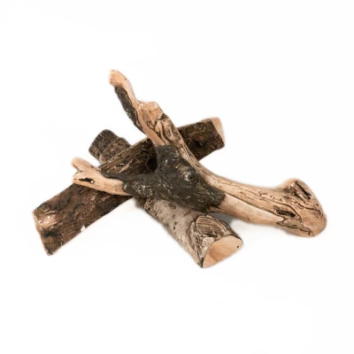 ScandiFlames Ceramic Decorative Wood for Biofireplaces - Set of 3, realistic fire-resistant logs.