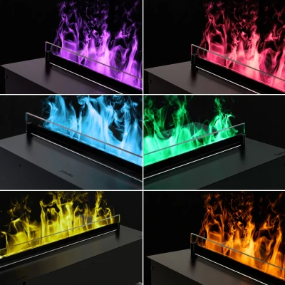 Cool Flame 500 Single-sided vapour fireplace with Opti-myst technology in a sleek black finish.