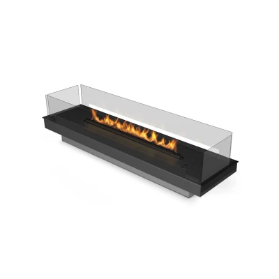 Built-in Profile 1190 - FLA4/FLA4+ bioethanol fireplace in sleek black finish, featuring remote control operation and modern des