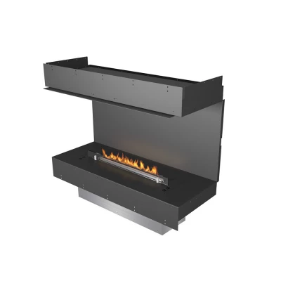 Forma Three-sided - Prime Fire bioethanol fireplace with a sleek black finish and three-sided open design, offering remote and a