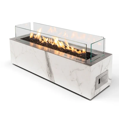 Planika Galaxy Daze / Laurent outdoor gas fireplace featuring a modern design with automatic control and high heat output.