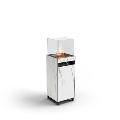 OIA Outdoor Gas Heater in White with a sleek 40 cm design and 10 kW heat output, perfect for outdoor heating.
