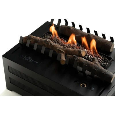 Planika Senso Basket bioethanol fireplace insert in black, featuring automatic operation and remote control.