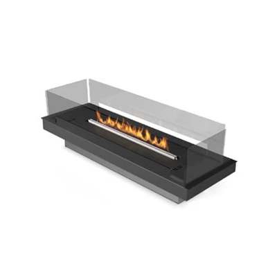 Built-in Profile - Prime Fire 990 bioethanol fireplace with sleek black design and remote control functionality.