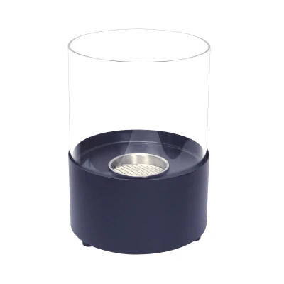 Kennington Round Tabletop Bioethanol Fireplace - Black with a sleek, modern design and clean-burning flame.