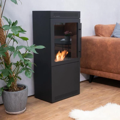 Jackson Bioethanol Stove by ScandiFlames in a sleek square design with black finish.