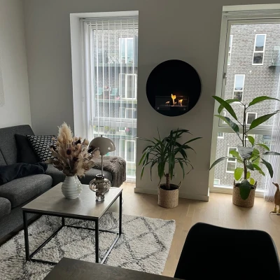 Delaware Black Round Wall Biofireplace - ScandiFlames Delaware Black Round Wall Mounted Biofireplace by ScandiFlames - A modern, space-saving bioethanol fireplace with a sleek black