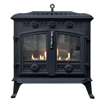 Spitsbergen Cast Iron Bioethanol Stove by ScandiFlames, featuring a sleek black cast iron design and smoke-free operation.