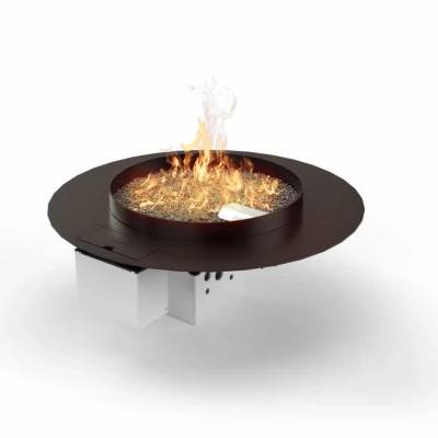 Stella 600 automatic outdoor gas fireplace in black with remote control for effortless operation and a powerful 12.6 kW heat out