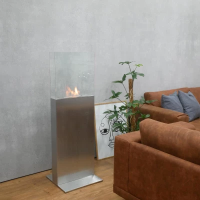 ScandiFlames Tall Freestanding Bio Fireplace | Buy Now ScandiFlames Tall Freestanding Bio Fireplace – a sleek stainless steel floor-standing bioethanol fireplace with a 3-hour burn ti