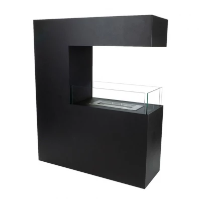 Tall Black Room Divider Bio Fireplace by ScandiFlames, a sleek and stylish freestanding bioethanol fireplace with a black finish