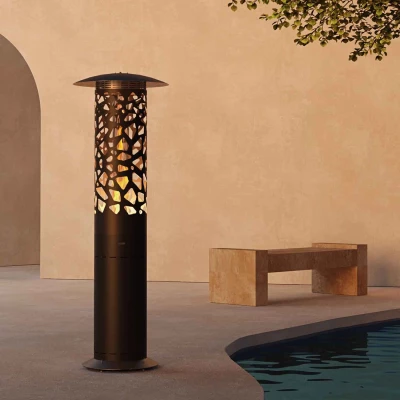 Tyle Hyperion - Black outdoor gas fireplace by GlammFire, a stylish and durable fire pit for outdoor spaces.