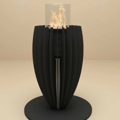 Tuli Gas Heater - Black by GlammFire, a stylish outdoor gas fireplace for patios and gardens.