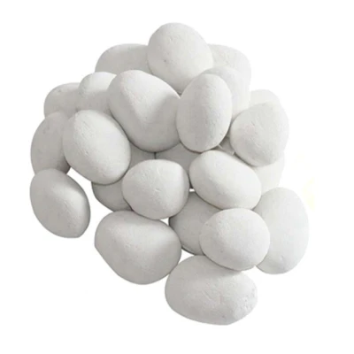 ScandiFlames Ceramics Pebbles White - 24 Pieces for bioethanol fireplaces, heat-resistant and decorative.