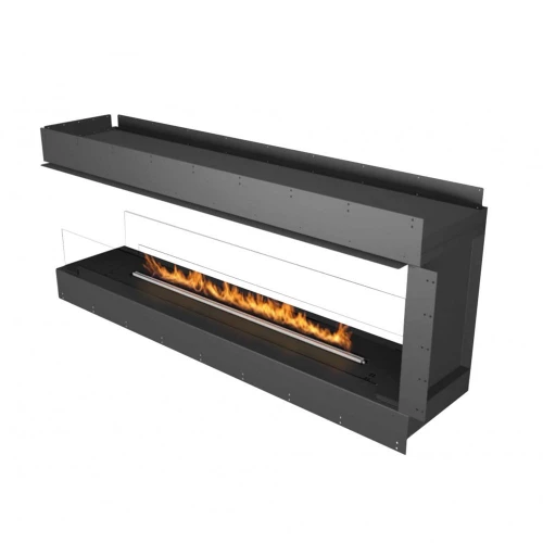 Forma 1800 Room Divider by Biethanol Fireplaces – a sleek built-in bioethanol fireplace in black, offering app and remote contro