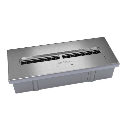 Icon Fires Mid Burner Steel – premium manual bioethanol burner with stainless steel finish, 7.7L capacity, and 10-hour burn time