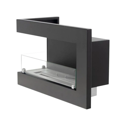 ScandiFlames Corner Fireplace 65 cm - Left - Built-in bioethanol fireplace with sleek black finish and manual control.