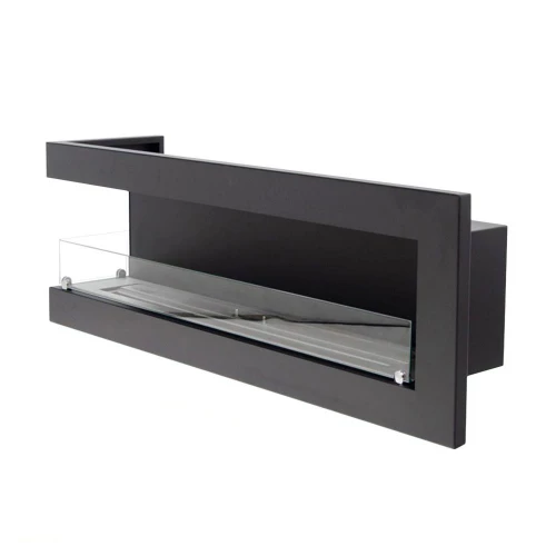 ScandiFlames Corner Fireplace 115 cm - Left, built-in bioethanol fireplace in black with a sleek design.