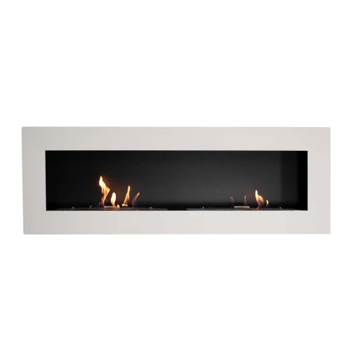 Murus 1600 Matte White wall-mounted bioethanol fireplace by ScandiFlames, featuring a sleek and modern design.