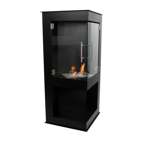 Alaska Corner Bioethanol Stove Fireplace by ScandiFlames – a sleek black bioethanol stove designed for corner placement.