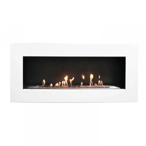 Murus 1200 Glossy White by ScandiFlames - A stylish wall-mounted bioethanol fireplace with a sleek design and clean-burning flam