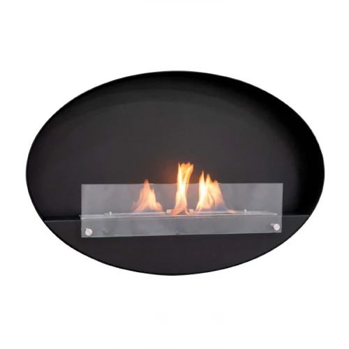 Maryland Oval Wall Hanging Slim Fireplace by ScandiFlames – a sleek and modern black bioethanol wall-mounted fireplace.