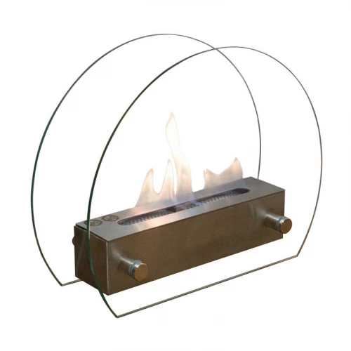 ScandiFlames Circular Table Bio Fireplace in steel with a stylish glass frame for tabletop use.