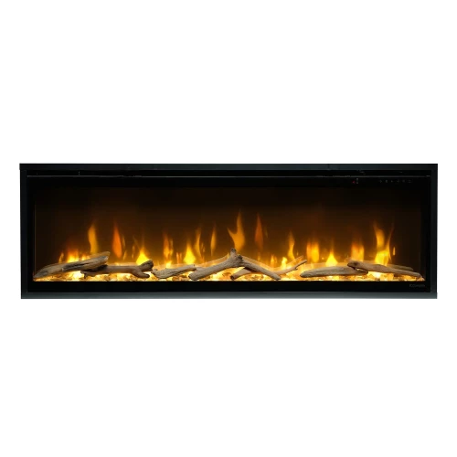 Dimplex Ignite Evolve 50 built-in electric fireplace with app control and remote, featuring a sleek black design.