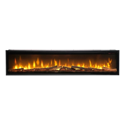 Dimplex Ignite Evolve 74 wall-mounted electric fireplace with realistic flames and remote control.