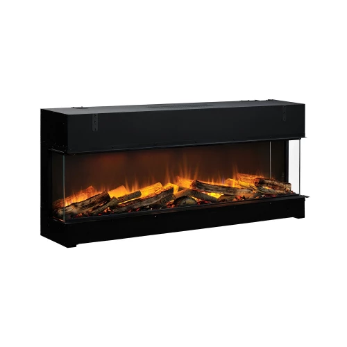 Dimplex Vivente Plus 150 built-in electric fireplace with a sleek black design, offering one-sided, two-sided, or three-sided in