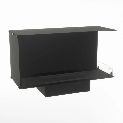 Foco Myst Corner Right 1000 by FOCO Fires – a sleek black two-sided Opti-Myst built-in vapour fireplace with realistic flame eff