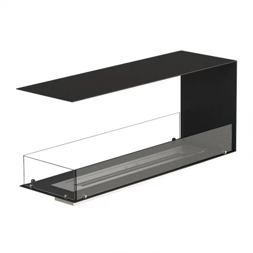 Foco Room Divider 1200 – A sleek, three-sided built-in bioethanol fireplace in black with remote, automatic, and manual control 