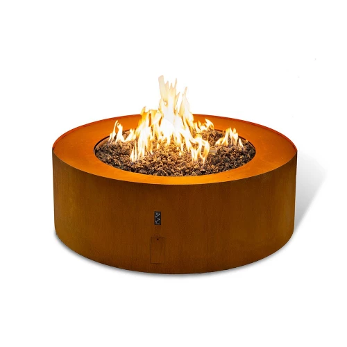 Galio Star Corten Automatic outdoor gas fireplace with corten steel finish, remote and app control, and powerful heat output.