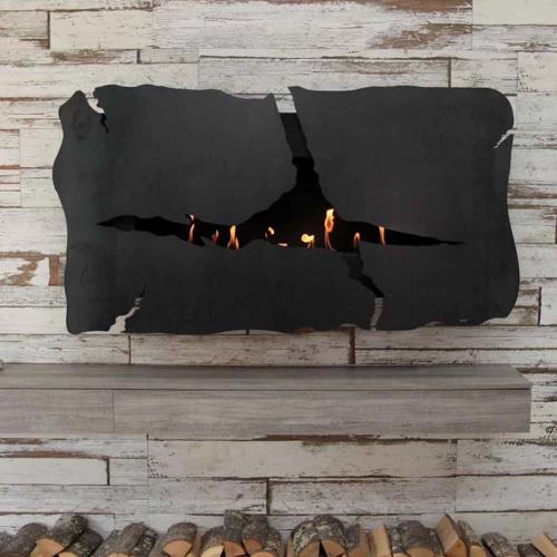 Apollo IV - Black by GlammFire, a stylish wall-mounted bioethanol fireplace with remote control and 4.5 kW heat output.