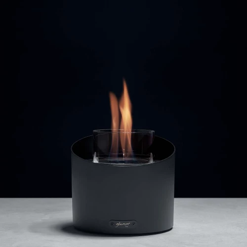 Contour Table Fireplace - Black by GlammFire, a sleek and modern bioethanol tabletop fireplace with a 20 cm length and 3-hour bu
