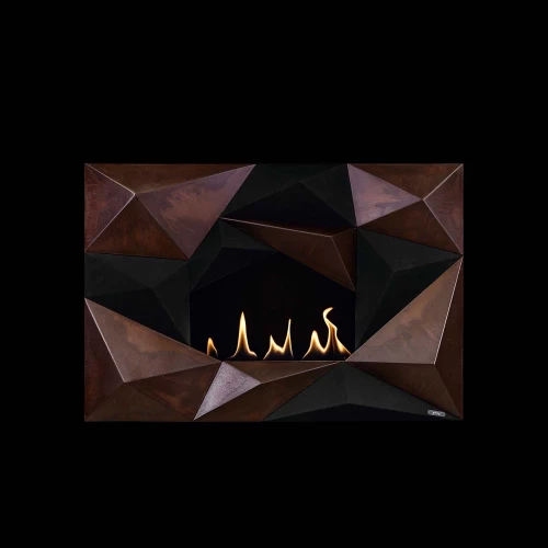 GlammFire Crystal - Corten Steel bioethanol fireplace with a rust-coloured corten steel finish, wall-mounted design, and remote 