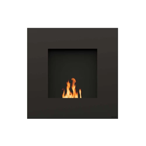 Lotus Black by GlammFire, a sleek wall-mounted bioethanol fireplace with remote control and an elegant black finish.