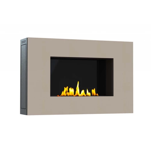Mito Small - Cream by GlammFire, a stylish wall-mounted bioethanol fireplace with remote control and a sleek cream finish.