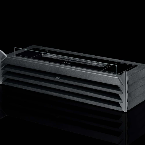 York - Black bioethanol fireplace by GlammFire, a sleek insert with remote control and 10-hour burn time, designed for existing 