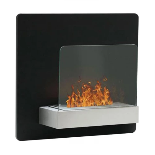 ScandiFlames Elegant Black Wall-mounted Fireplace - Modern wall-mounted bioethanol fireplace with a sleek black finish and 6-hou