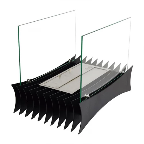 ScandiFlames Freestanding Bio Fireplace with Ridges in black, offering a sleek design and 6-hour burn time.