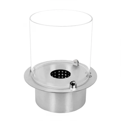 ScandiFlames Built-in Bio Fireplace - Round with elegant glass design and manual control.